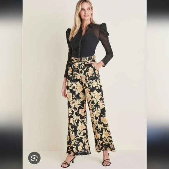VENUS Pants - NWT VENUS Black Floral Women's Pants, Plus Size 22, Dress Pants For Women